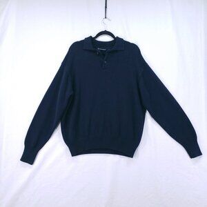Brandy Melville Navy Blue Thick Oversize Tight Knit Preppy Collar Sweater XL